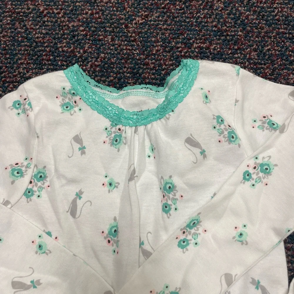 Carter's White Pajama Set with Mint Floral Trim